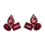 Red Rhodolite Beautiful Stud Earrings in 18k Yellow Gold