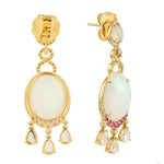 Opal Ethopian Sapphire Diamond Drop Beads Earrings in 18k Yellow Gold