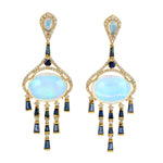 Opal Ethopian Sapphire Diamond Wedding Earrings In 18k Yellow Gold