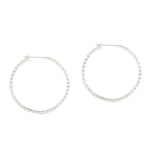 Natural Baguette Diamond Long Hoop Earrings in 18k White Gold Partywear Jewelry