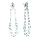 Natural Aquamarine Long Drop Danglers 18k White Gold