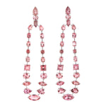 Natural Pink Tourmaline Drop Danglers 18k White Gold