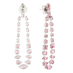 Natural Pink Tourmaline Drop Danglers 18k White Gold