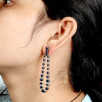 Blue Sapphire Designer Danglers In 18k White Gold