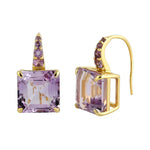 14k Yellow Gold Amethyst Hook Earrings For Her