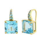 14k Yellow Gold Blue Topaz Hook Dangler For Her