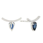 Pear Cut Sapphire Natural Diamond Designer Stud Earrings In 18k Gold