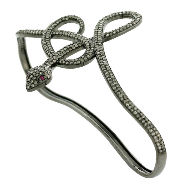 Snake Design Palm Bracelet cy Diamond Ruby 925 Silver Women