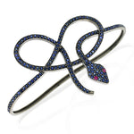 Studded Blue Sapphire Ruby Wrap Snake Palm Bracelet Sterling Silver Jewelry