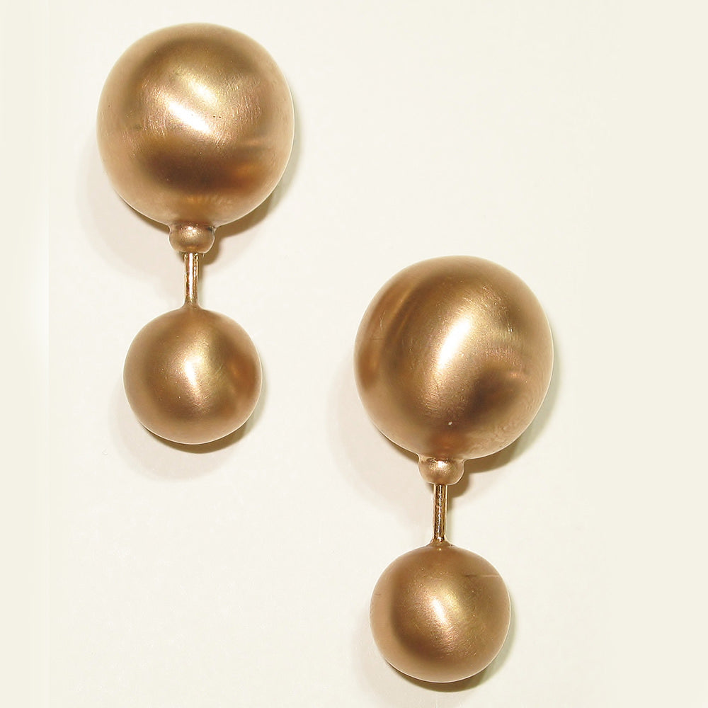 18kt Solid Rose Gold Double Sided Ball Earrings Fashion Jewelry