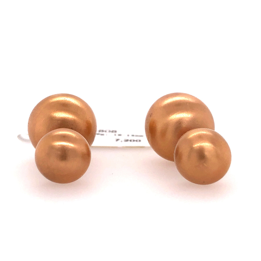 18kt Solid Rose Gold Double Sided Ball Earrings Fashion Jewelry