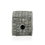 Square Pave Diamond Spacer Jewelry Making Accessories in 925 Silver